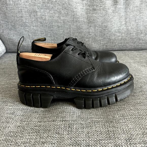 Dr. Martens Audrick 3-Eye Platform Shoes Black Leather UK 7 US 9 Chunky Sole EUC - Picture 11 of 16